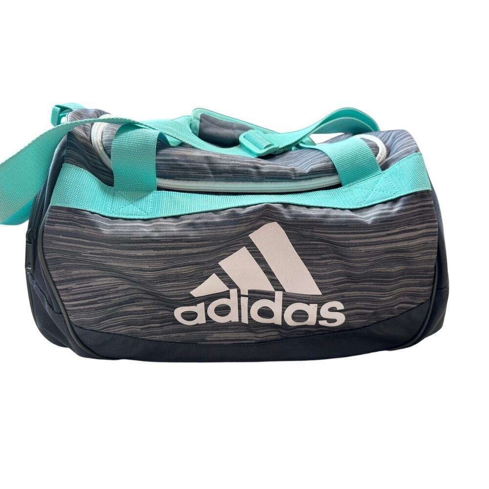 ADIDAS tote/gym bag, Medium sized; Teal & Gray; 3 pockets; gray